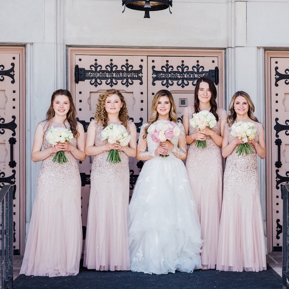 adrianna papell bridesmaid dresses blush